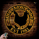 Custom Hen House Sign, Our Little Coop Sign Metal Wall Art With Led Lights, Metal Chicken Coop Sign, Personalized Chicken Coop